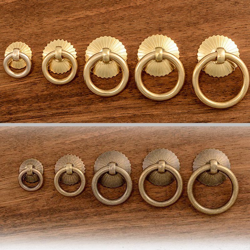Furniture Hardware Decorative - Vintage Brass Cabinet Ring Knobs Pulls