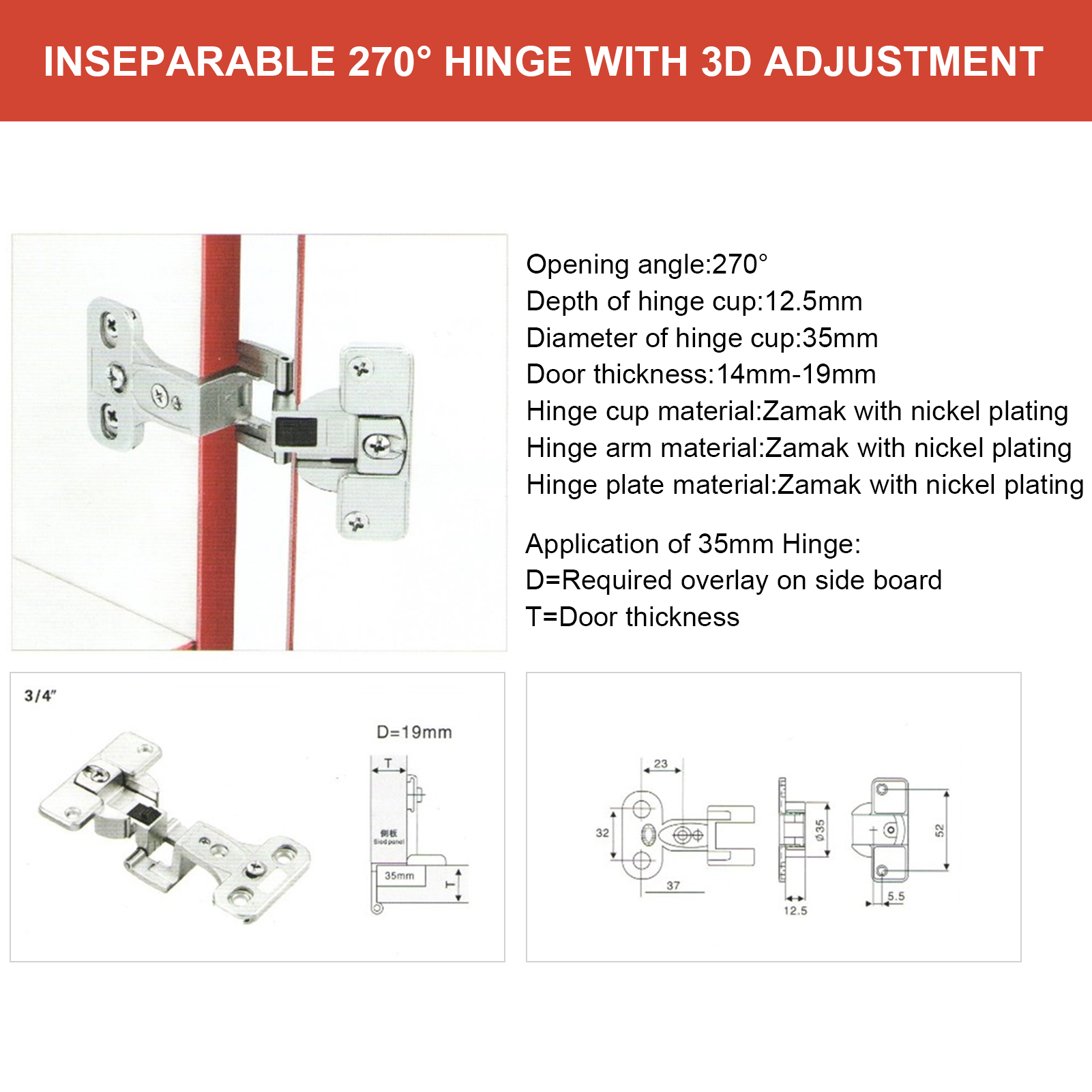 270 Degrees Zinc Alloy Furnitu – Furniture Hardware Hinges Bewertung und Preis