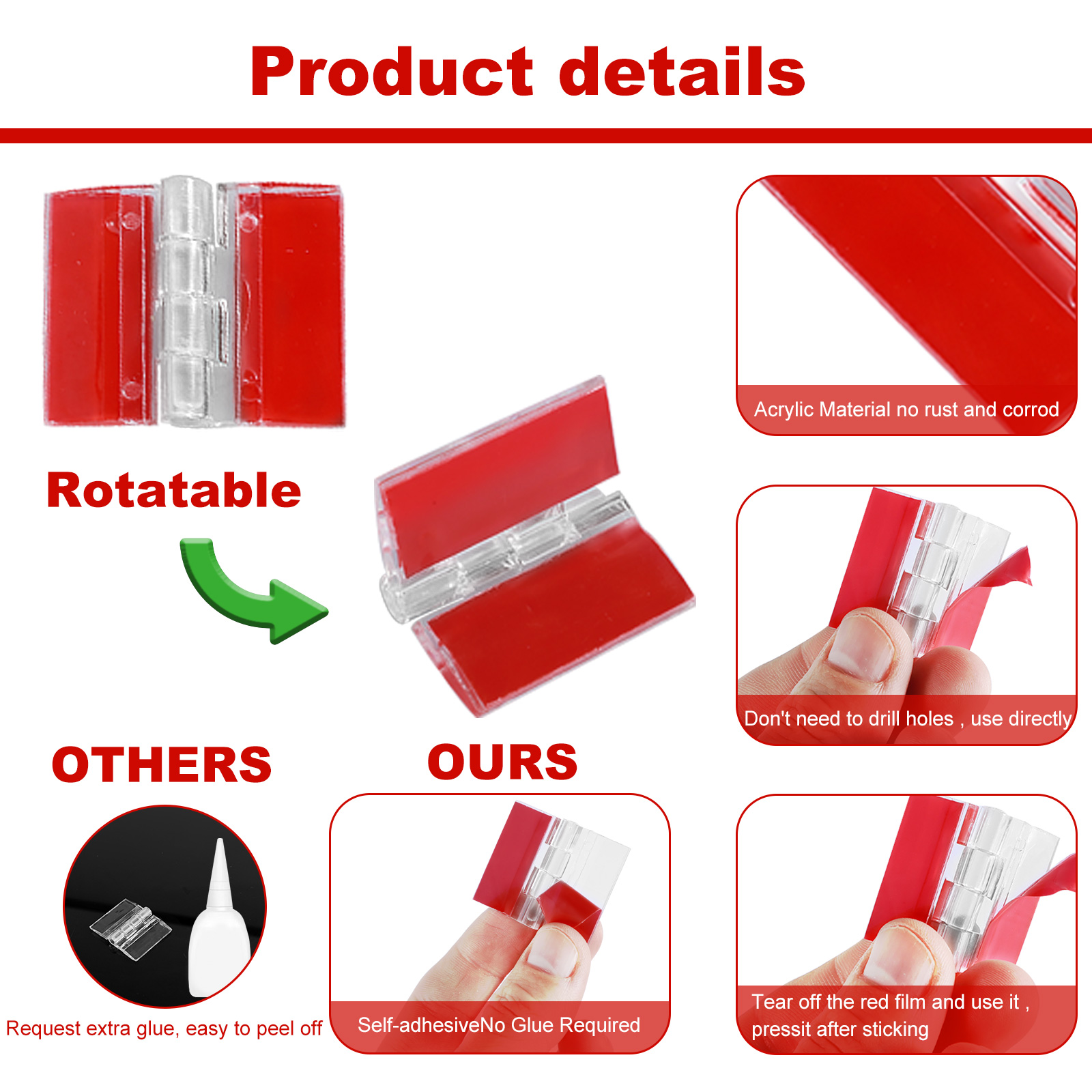 10/20Pcs Folding Hinges Acryli – Furniture Hardware Hinges Bewertung und Preis